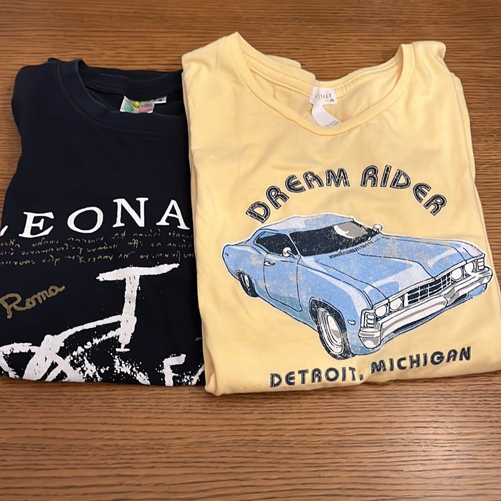 Bundle of 2 Women’s Medium Graphic Short Sleeve T-shirts; One Yellow, On…